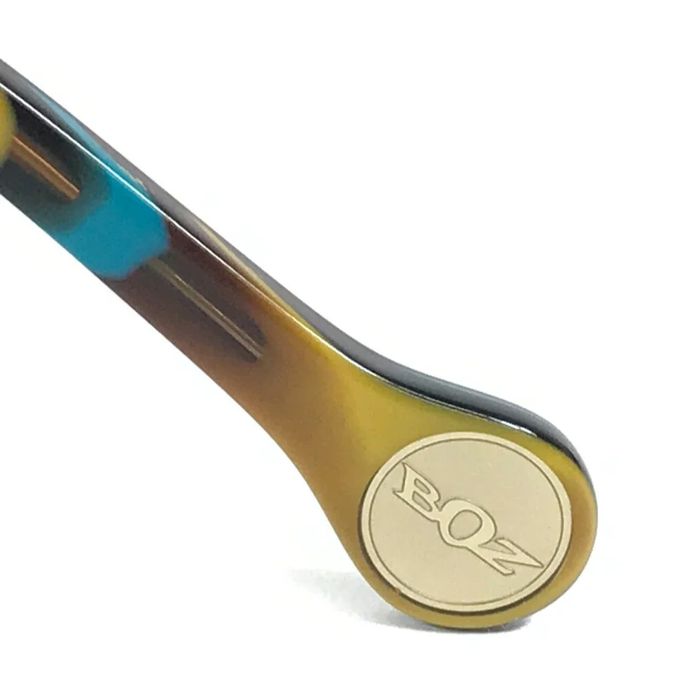 BOZ Eyeglasses Frames VANINA 7323 Brown Plaid Blue Yellow Marble 52-16-145